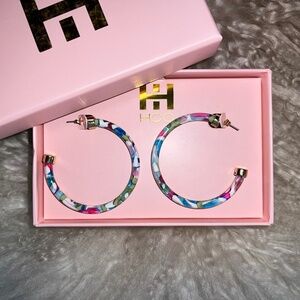 Hoo Hoops 2" Hoop Earrings - Rainbow Confetti